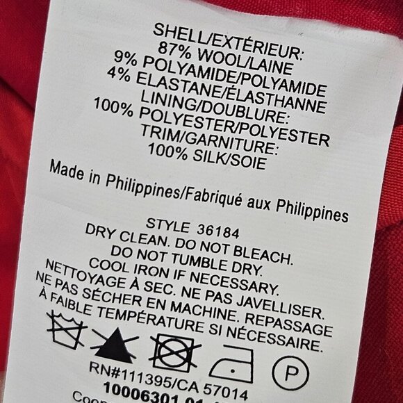 Tory Burch Megan A-Line Red Wool Blend A-Line Dress Cap Sleeves Size 10 - Picture 11 of 11